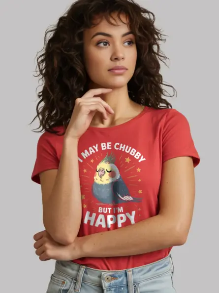 Chubby Cockatiel T-Shirt with Cute Motivational Bird Quote - Image 9