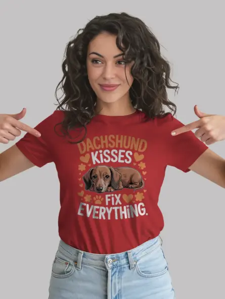 Dachshund Kisses Shirt – Sweet Floral Dog Mom Gift Tee - Image 6