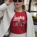 red Front – Leaves and Lattes fall coffee shirt red front graphic
