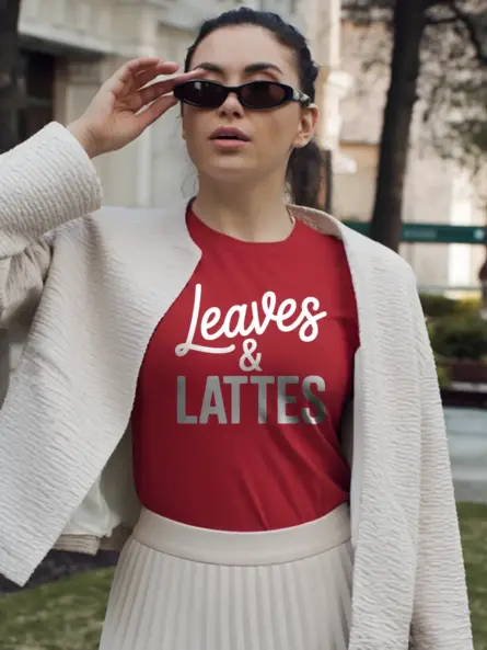Fall Coffee Shirt – Leaves and Lattes Cozy PSL Tee for Women - Image 3