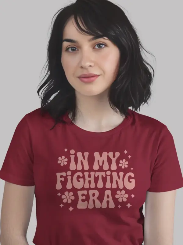 red front – In My Fighting Era Shirt heather red retro design