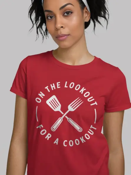 Minimalist Cookout T-Shirt – On the Lookout Design for BBQ Fans - Image 3