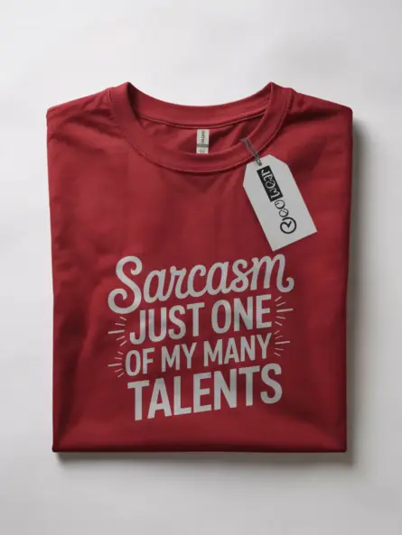 Red shirt with sarcasm just one of my many talents –