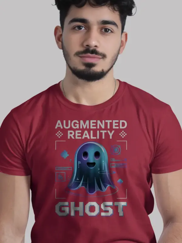 red Augmented Reality Ghost T-Shirt glitch design