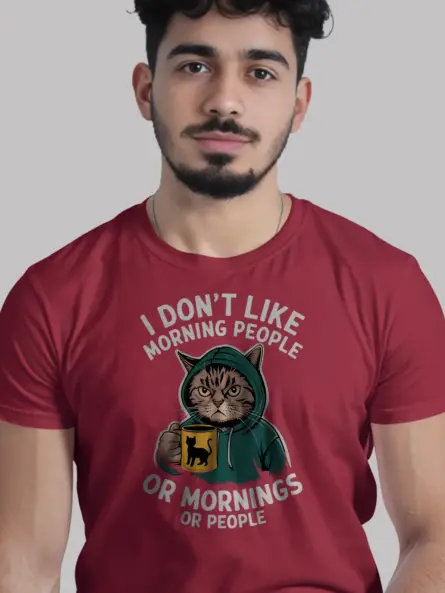 Grumpy Cat Morning People T-Shirt - Image 12