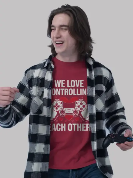 Gamer Couple PlayStation T-Shirt – We Love Controlling Each Other - Image 9