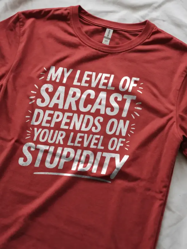 red Lifestyle shot shirt my level of sarcasm sarcastic t-shirt for coworkers