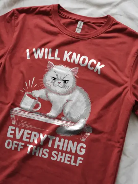 Grumpy Cat Shirt – Funny Shelf Destruction Graphic Tee - Image 11