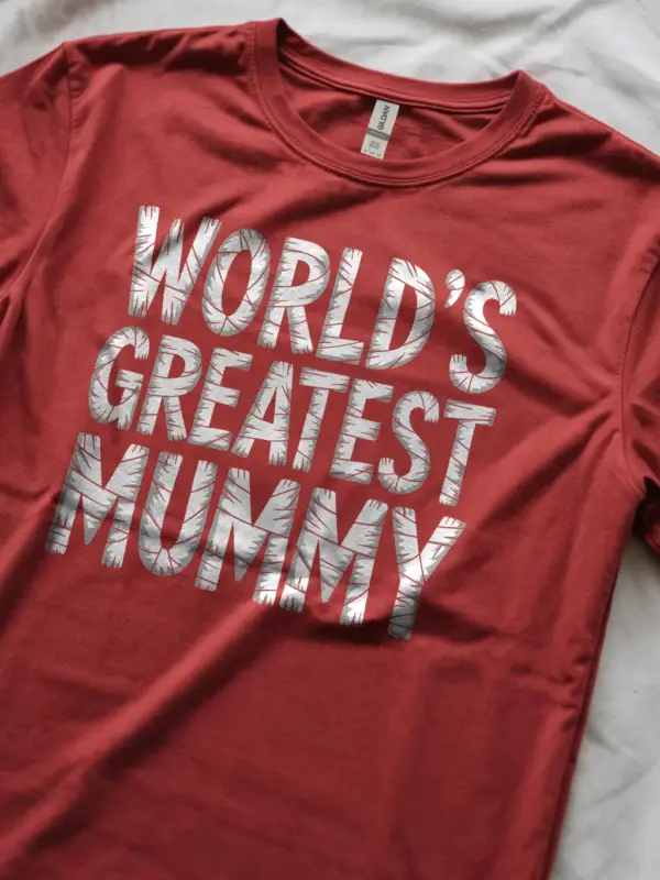 red Shirt – World’s Greatest Mummy – funny mummy Halloween mom t-shirt