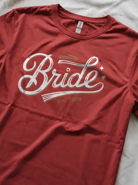 Bride Est 2025 Shirt – Vintage Cursive Engagement Tee - Image 8