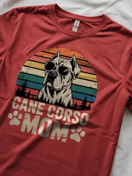 Bold Cane Corso Mom Shirt – Retro Sunset Dog Lover Tee - Image 8