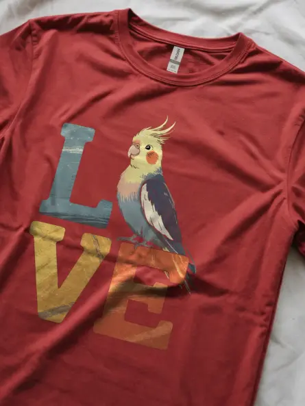 Cartoon Cockatiel Love T-Shirt for Bird Lovers - Image 8