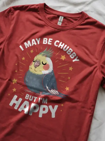 Chubby Cockatiel T-Shirt with Cute Motivational Bird Quote - Image 8