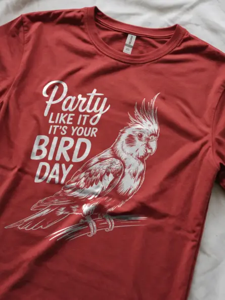 Cockatiel Birthday T-Shirt – Party Like It’s Your Bird Day Tee - Image 2