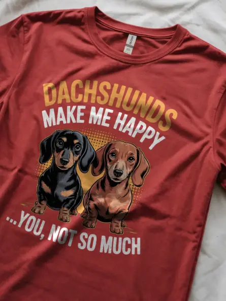 Dachshunds Make Me Happy Shirt – Funny Wiener Dog Graphic Tee - Image 8