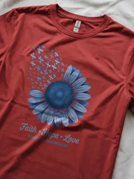 Faith Hope Love Diabetes Shirt – Beautiful Blue Sunflower Awareness Tee - Image 11