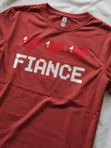 Cute Pixel Heart Fiancé T-Shirt - Image 8