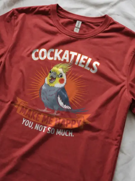 Funny Cockatiel T-Shirt for Bird Lovers – Cheerful Pet Bird Graphic Tee - Image 8
