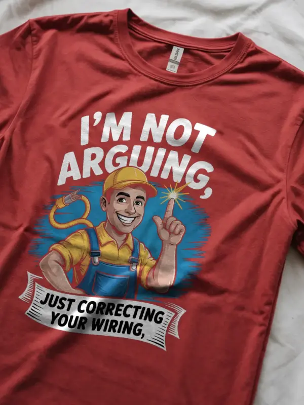 red lifestyle witty gift for blue-collar workers electrician tee