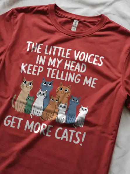 Funny Introvert Cat Shirt - Voices Say Get More Cats Tee - Image 8