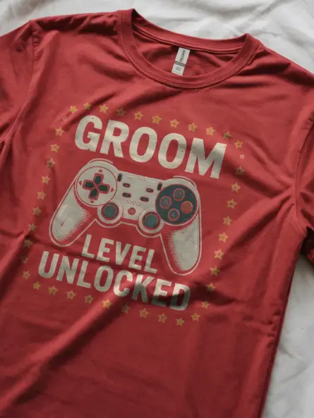 Groom Level Unlocked Gamer Wedding T-Shirt for Fiancé | Funny PlayStation Style Tee - Image 8
