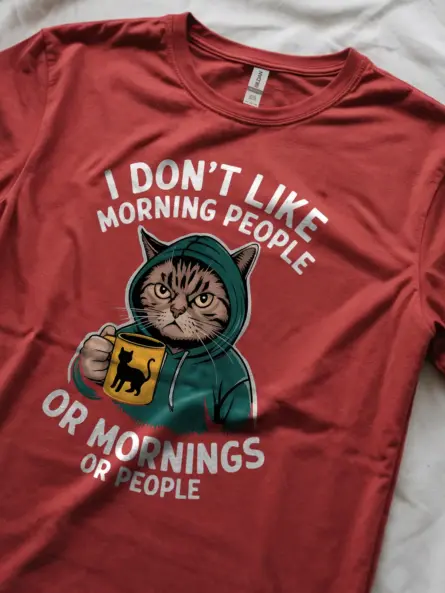 Grumpy Cat Morning People T-Shirt - Image 11
