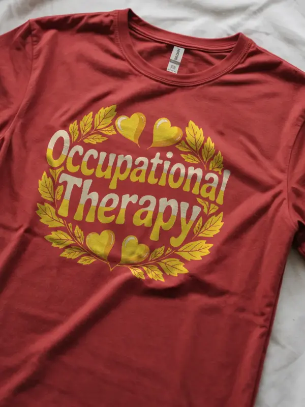 red shirt lifestyle shot – intern appreciation shirt – occupational therapy student shirt