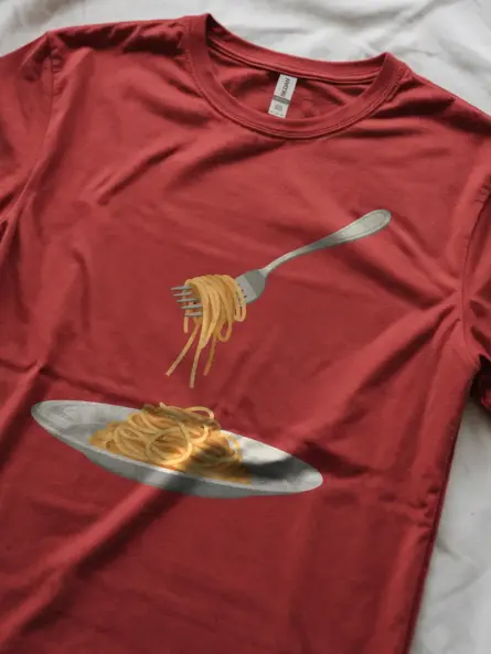 Pasta Lover T-Shirt with Spaghetti Art - Image 2