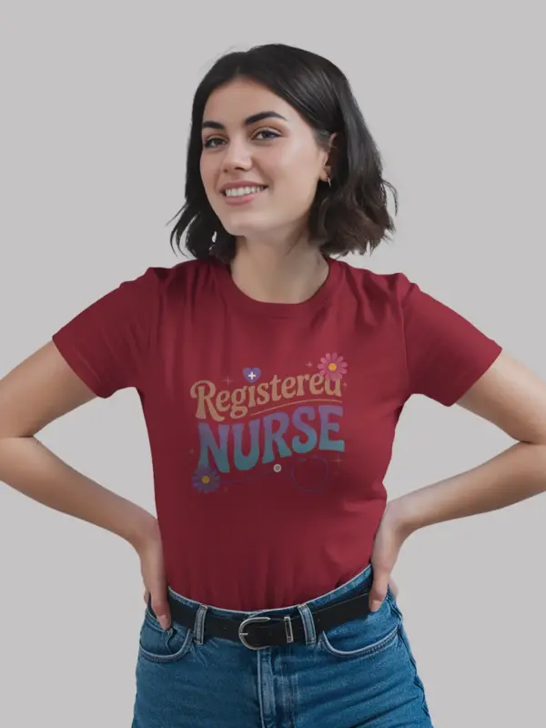 back view red registered nurse shirt vintage registered nurse shirt