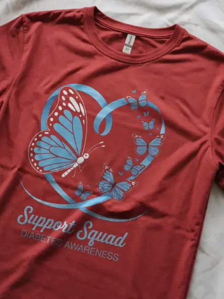 Support Squad Diabetes Shirt – Blue Ribbon Butterfly Tee - Image 2