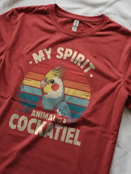 Vintage Cockatiel Spirit Animal T-Shirt - Image 11