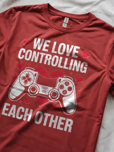 Gamer Couple PlayStation T-Shirt – We Love Controlling Each Other - Image 8