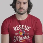 red Shirt Front Rescue Mama Shirt Elegant Script Design