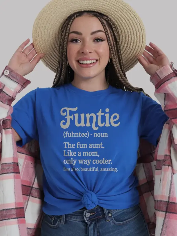 Royal blue funtie shirt fun aunt t-shirt gift