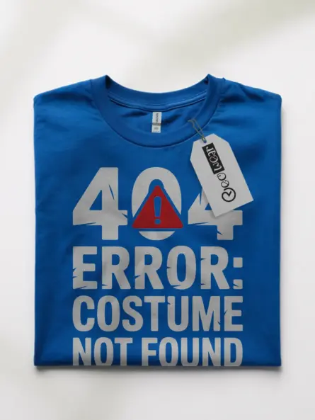 royal blue flatlay Royal Blue Front – 404 Error Costume Not Found T-Shirt Design