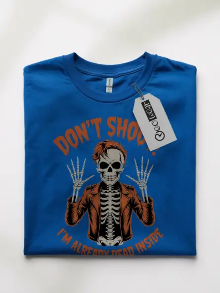 Royal Blue front – Vintage Punk Skeleton Shirt – don't shoot I'm already dead inside t-shirt