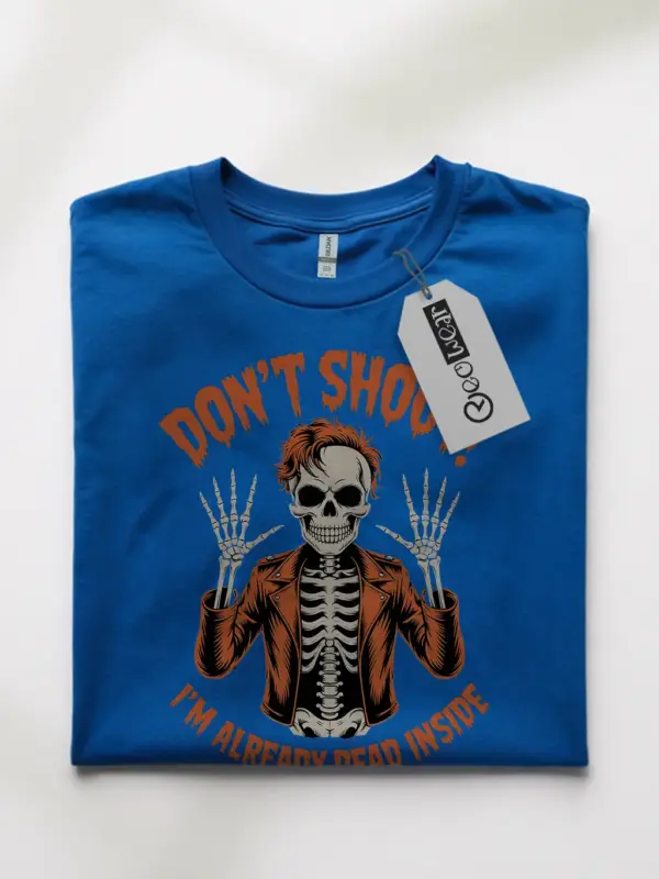 Royal Blue front – Vintage Punk Skeleton Shirt – don't shoot I'm already dead inside t-shirt
