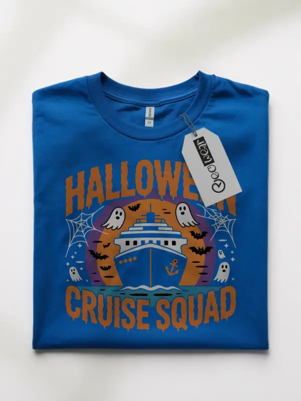 Royal Blue Halloween Cruise Squad Tee Front – cruise ship halloween shirt