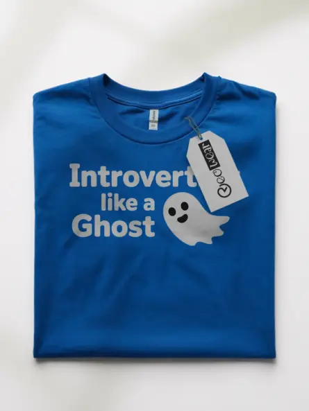 royal blue front view introverting like a ghost t-shirt funny introvert clothing