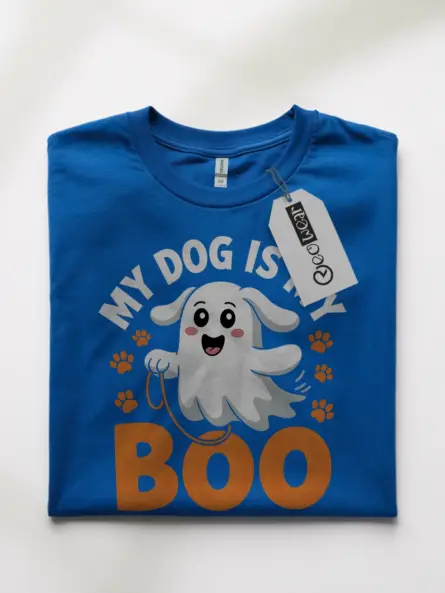 royal blue front view my dog is my boo halloween t-shirt for pet parents