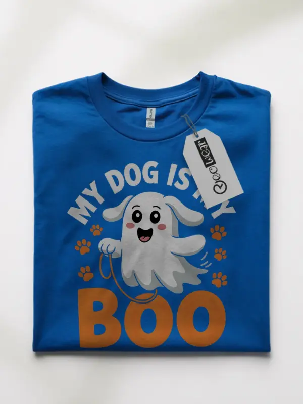royal blue front view my dog is my boo halloween t-shirt for pet parents
