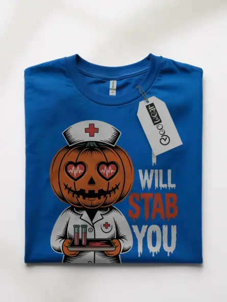 I Will Stab You Nurse Shirt – Funny Halloween Tee for Phlebotomists & Medical Staff - Image 10