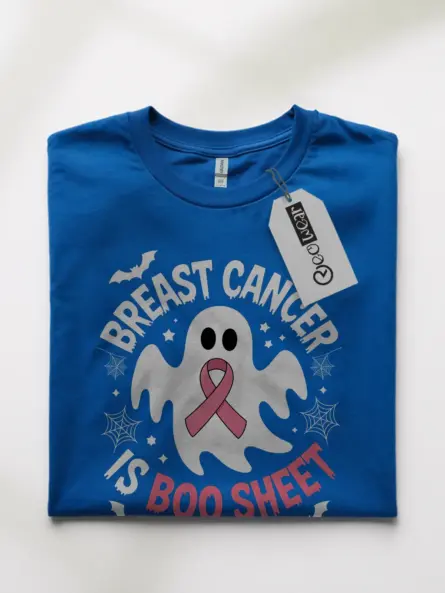 Bold Breast Cancer Boo Sheet Shirt – Funny Pink Ribbon Halloween Tee - Image 10