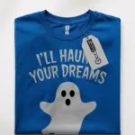 royal blue shirt front – haunt your dreams ghost shirt spooky design