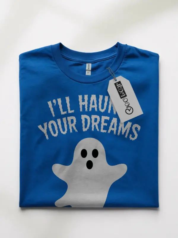 royal blue shirt front – haunt your dreams ghost shirt spooky design