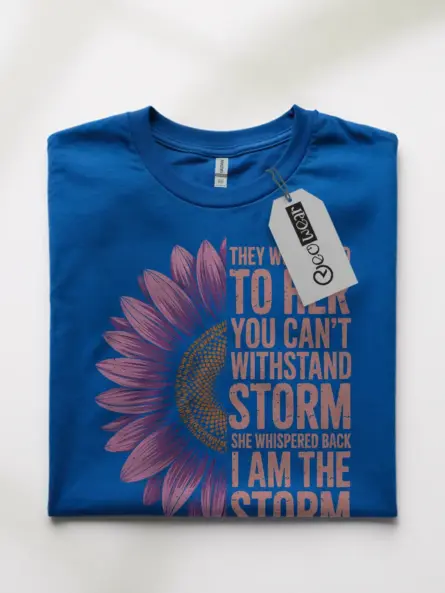 Empowerment "I Am the Storm Shirt" with Purple Sunflower Design - Image 10