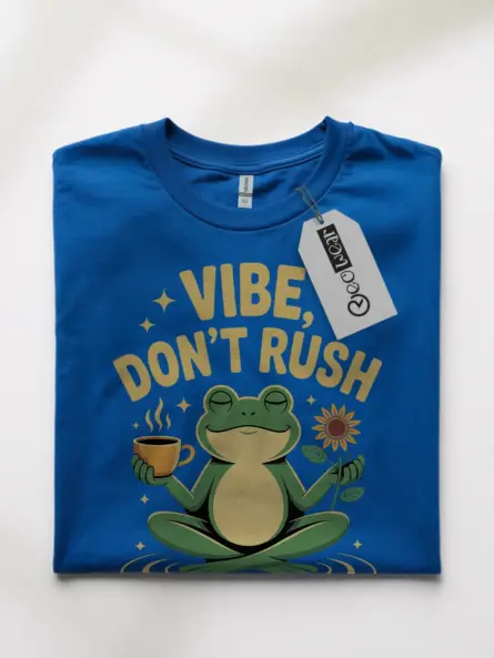 Meditating Frog Coffee T-Shirt – “Vibe Don’t Rush” Retro Cottagecore Style - Image 10