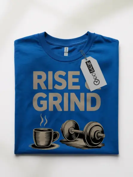 Bold Rise and Grind T Shirt – Motivational Coffee & Gym Tee - Image 10