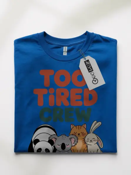 Tired Animal T-Shirt for Cozy Introverts – Too Tired Crew Tee - Image 10