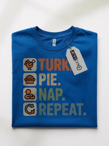 Turkey Pie Nap Repeat Shirt – Funny Minimalist Thanksgiving Tee - Image 10